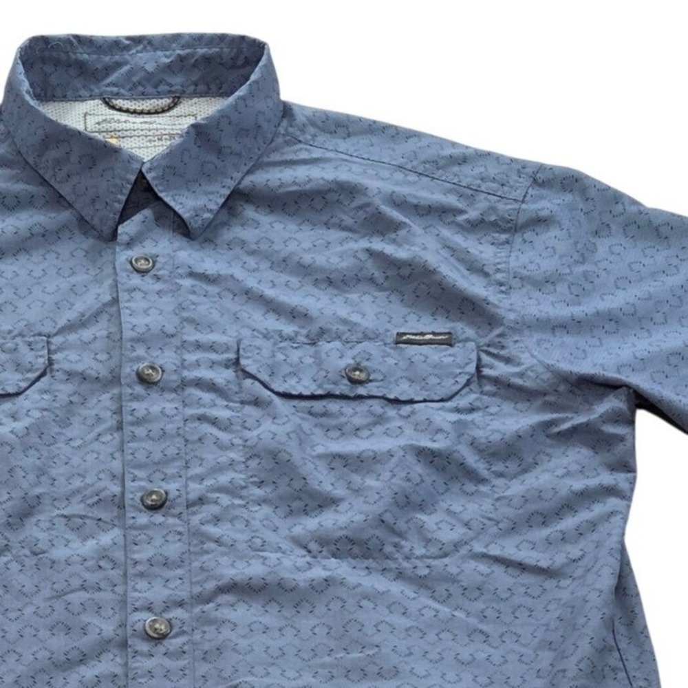 Eddie Bauer First Ascent Mens Blue‎ AOP Print Short Sleeve Button Down Shirt - M